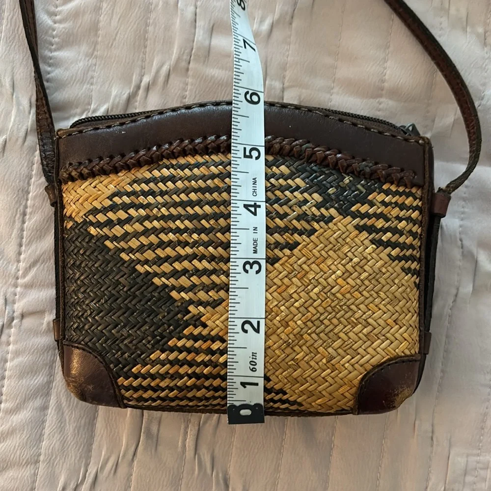 Elliott Lucca Brown and Tan Woven Crossbody Bag